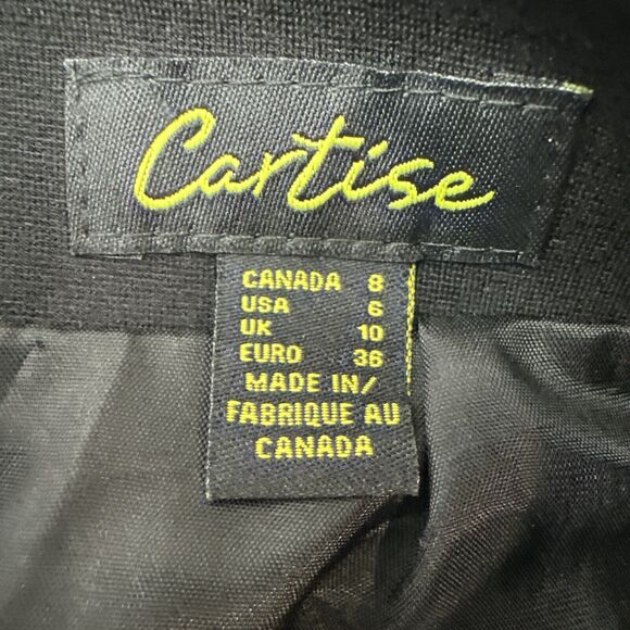 Cartise Faux Black Leather Skirt 8 Mod Edgy Romantic Career Capsule Quiet Luxe - Picture 8 of 11